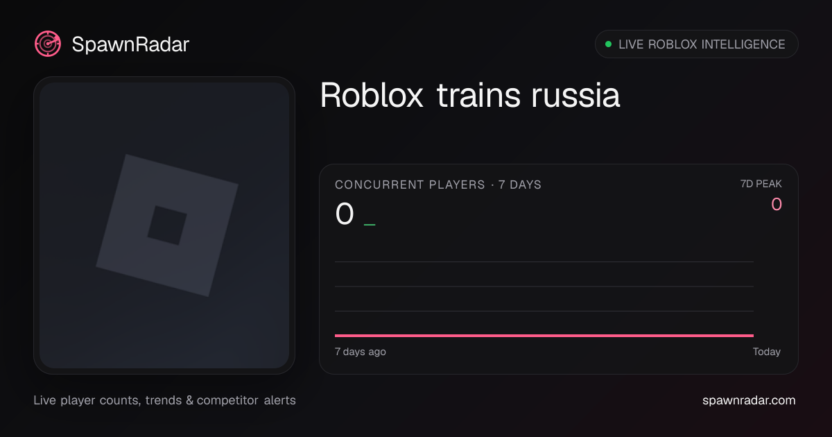 Roblox trains russia — Live Player Count & Stats | SpawnRadar